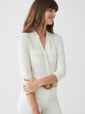 J McLaughlin Brynn Lyford Jersey Shirt - Off White NEW